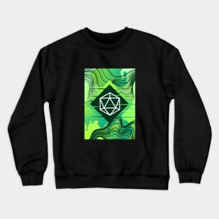 Green Glitch Polyhedral D20 Dice Tabletop RPG Crewneck Sweatshirt